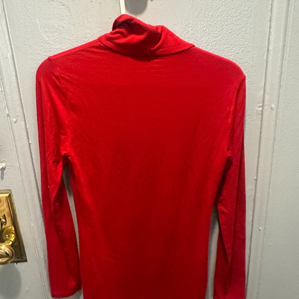 Red Soft turtleneck long sleeve shirt - Picture 3 of 3